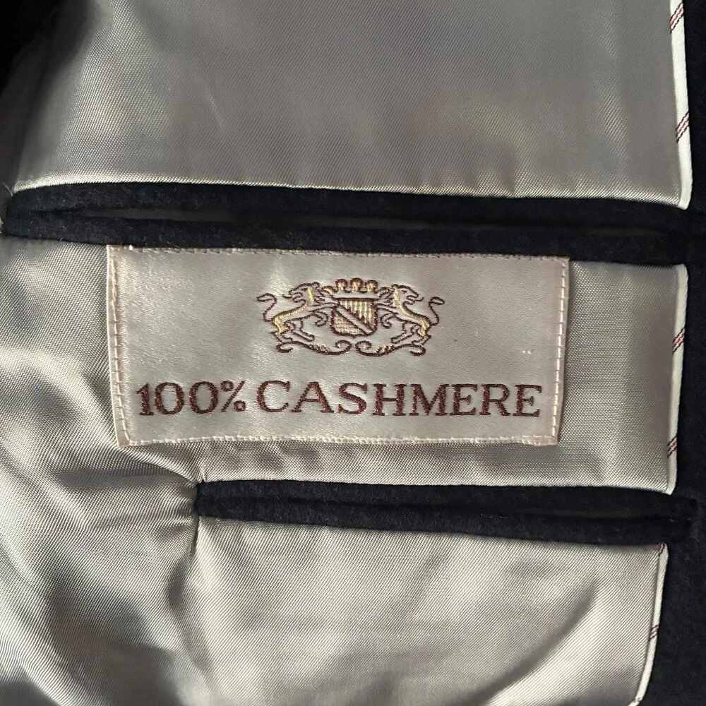 Vintage Lands’ End 100% Cashmere Blazer Jacket 46R Luxury Gold Buttons Old Money